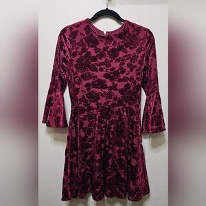 B DARLIN Womens/Juniors  Maroon Velvet Short Dress